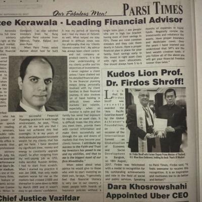 Media Coverage Of My Firm Niveshindia In Parsi Times